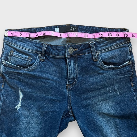 Kut from the Kloth Catherine Boyfriend Distressed Dark Wash Denim Jeans Size 6 - Picture 12 of 14